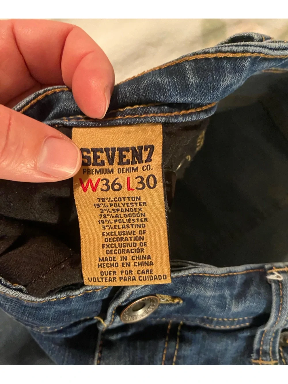 Seven7 Men’s Slim Straight Jeans in Medium Blue Denim